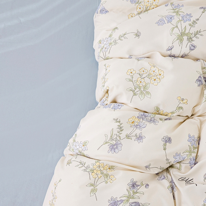 91家纺网 家纺一手货源 找家纺 蕾诺家纺 2025新款直播新款A类有氧提花云纱棉圆角吊边工艺四件套学生三件套 铃兰