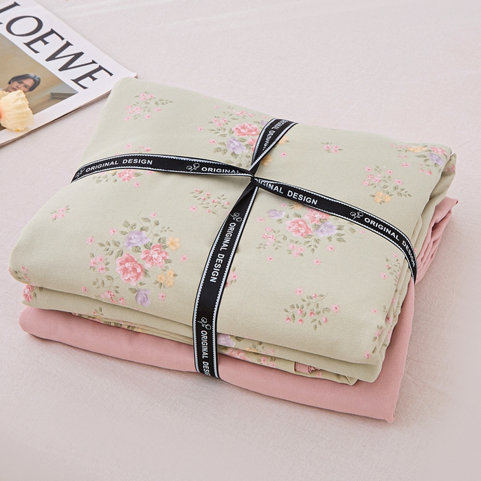 91家纺网 家纺一手货源 找家纺 蕾诺家纺 2025新款直播新款A类有氧提花云纱棉圆角吊边工艺四件套学生三件套 晴天