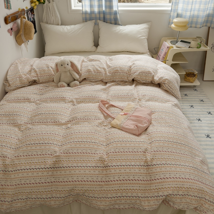 91家纺网 家纺一手货源 找家纺 塔塔家居  2025新款全棉纯棉双层纱被套单品单被套被套单件 波浪条