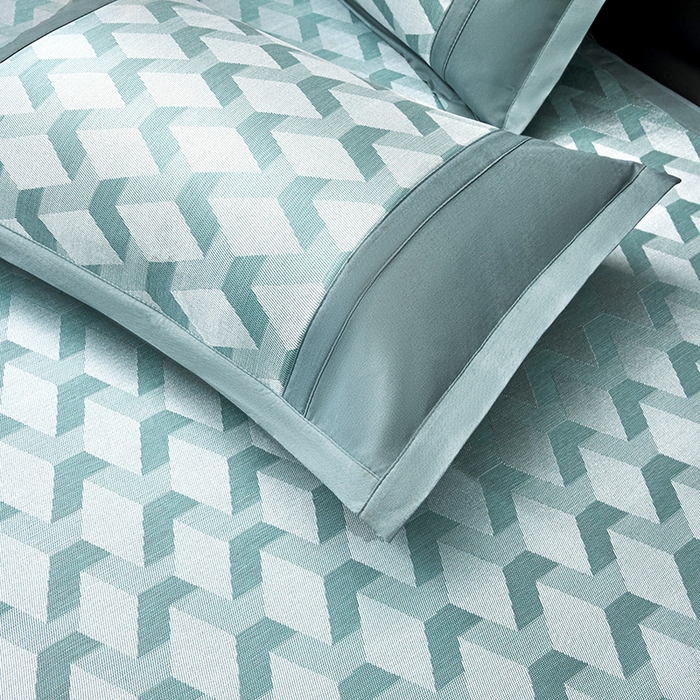 91家纺网 家纺一手货源 找家纺 全季家居 2025新款5A抗菌3D立体冰柔凉感冰丝席 菱形-水绿 床笠款