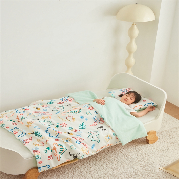 91家纺网 家纺一手货源 找家纺 艾佳宝贝 2025A类儿童全棉多功能单被套可拆式夏被四季被子 好多恐龙