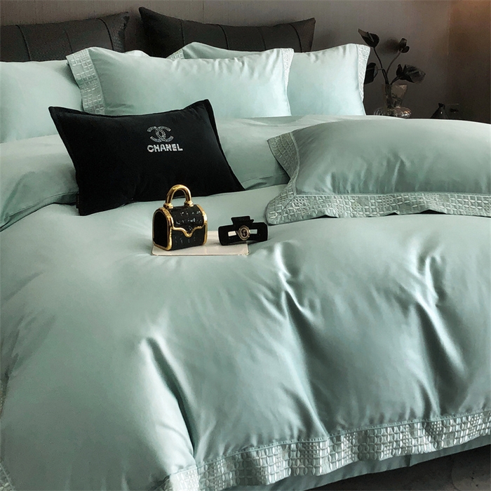 91家纺网 家纺一手货源 找家纺 保罗圣迪奥 2025新款简约款全棉长绒棉四件套—星阑 星阑-青石绿