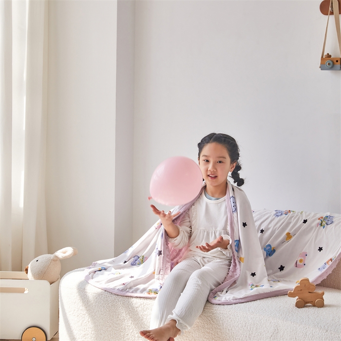 91家纺网 家纺一手货源 找家纺 艾佳宝贝 2025新款A类针织豆豆儿童多功能宿舍午睡安抚盖毯 长鼻子大象-盖毯