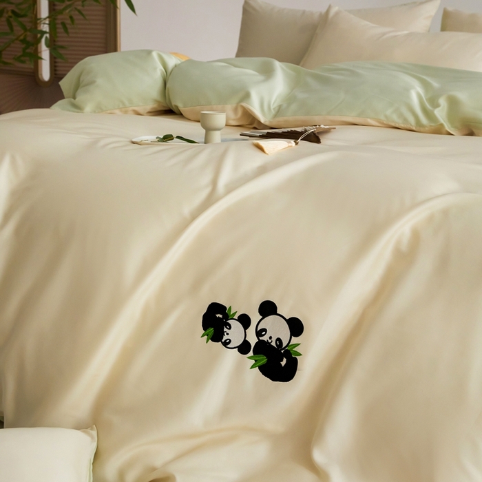 91家纺网 家纺一手货源 找家纺 金奇达家纺 2025新款竹玉清丝四件套-墨隐竹笙【标准号全网控价（折后券后）不低于228元】 墨隐竹笙-白