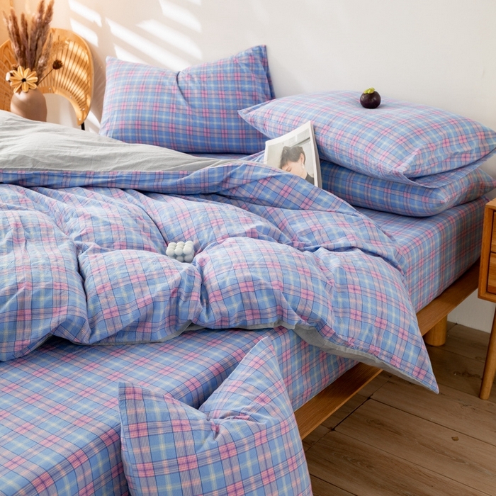 91家纺网 家纺一手货源 找家纺 2025新款A类色织水洗棉单被套 芳华兰