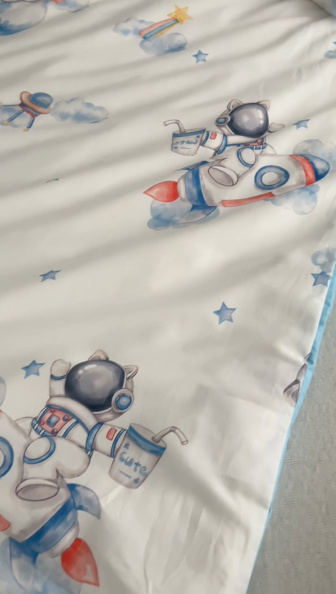 91家纺网 家纺一手货源 找家纺 艾佳宝贝 2025A类儿童全棉多功能单被套可拆式夏被四季被子 航天员