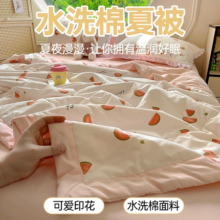91家纺网 家纺一手货源 找家纺 （总）春光里 2025新款云朵棉水洗棉手包边夏被夏凉被空调被夏被四件套（风格1）