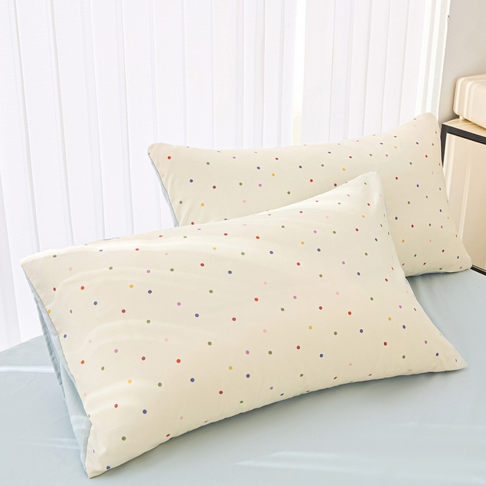 91家纺网 家纺一手货源 找家纺 蕾诺家纺 2025新款直播新款A类有氧提花云纱棉圆角吊边工艺四件套学生三件套 绿波点