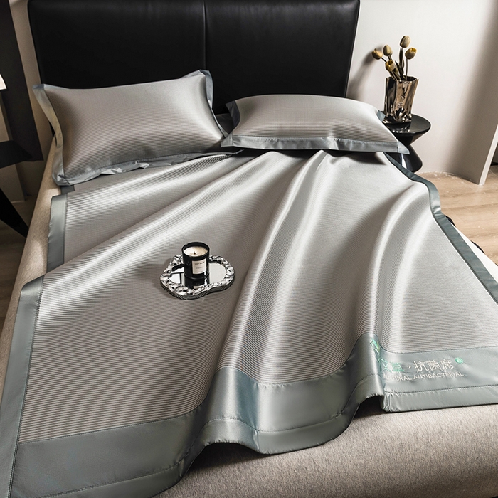 91家纺网 家纺一手货源 找家纺 全季家居 2025新款5A加厚加密艾草碳光席冰丝席 床席-浅灰