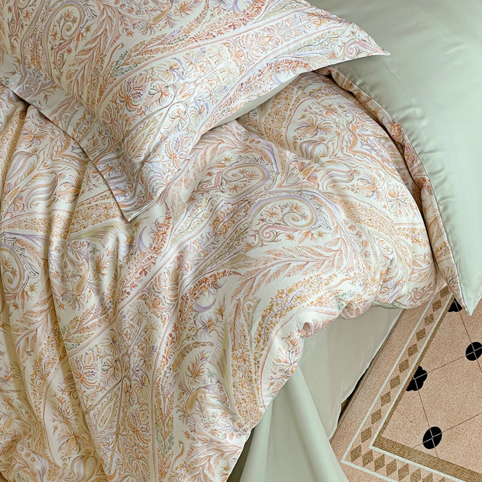 91家纺网 家纺一手货源 找家纺 棉生活家纺 2025新款天丝莱赛尔印花四件套 莉格西塔