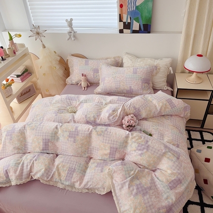 91家纺网 家纺一手货源 找家纺 （总）于果 2025新款全棉双层纱花边款