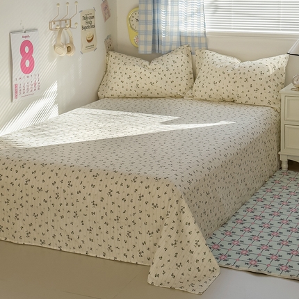 塔塔家居  2025新款全棉纯棉双层纱床单床笠单品 晨露