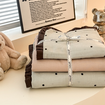 凯洛奇 2025新款1法式小清新蕾丝花边水洗棉四件套-风格二【提供买家秀】 皱皱纱花边-海盐拿铁