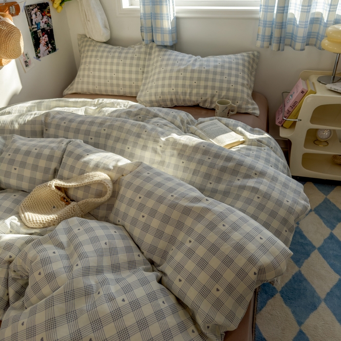 91家纺网 家纺一手货源 找家纺 塔塔家居  2025新款全棉纯棉双层纱被套单品单被套被套单件 小爱心