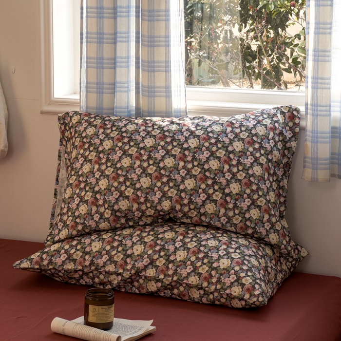 91家纺网 家纺一手货源 找家纺 塔塔家居   2025新款全棉纯棉双层纱枕套单品单枕套枕套单件 如愿芳华