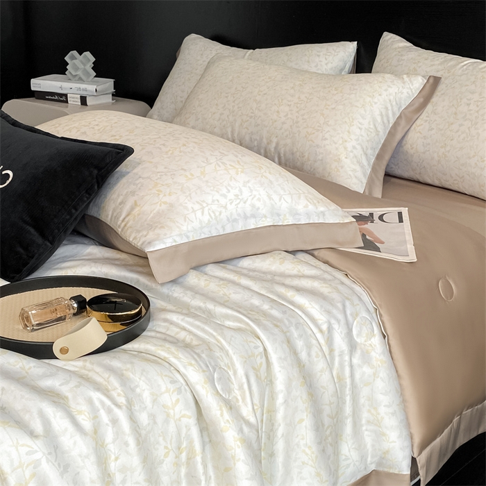 91家纺网 家纺一手货源 找家纺 本制 2025新款水洗真丝印花夏被夏凉被空调被 空山雪+烟灰