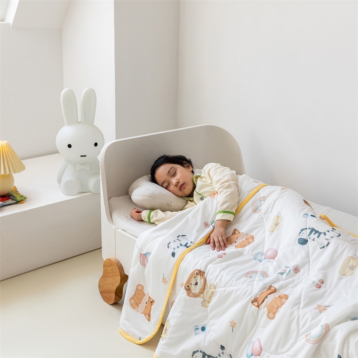 91家纺网 家纺一手货源 找家纺 艾佳宝贝 2025春夏新款A类凉感丝儿童糖果抗菌夏被 萌趣动物园