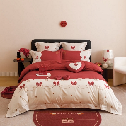 慕晨2025新款50s澳棉全棉婚庆四件套控价卷后398元起 甜喜