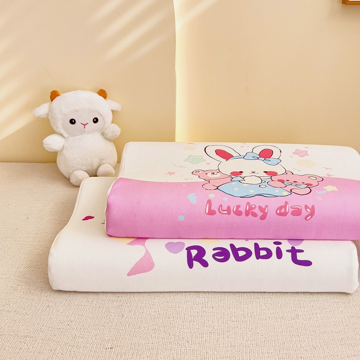 91家纺网 家纺一手货源 找家纺 梵赫 2025新款全棉A类儿童针织棉记忆枕（可拆卸） 小兔乖乖 单枕套