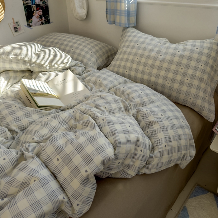 91家纺网 家纺一手货源 找家纺 塔塔家居  2025新款全棉纯棉双层纱被套单品单被套被套单件 小爱心