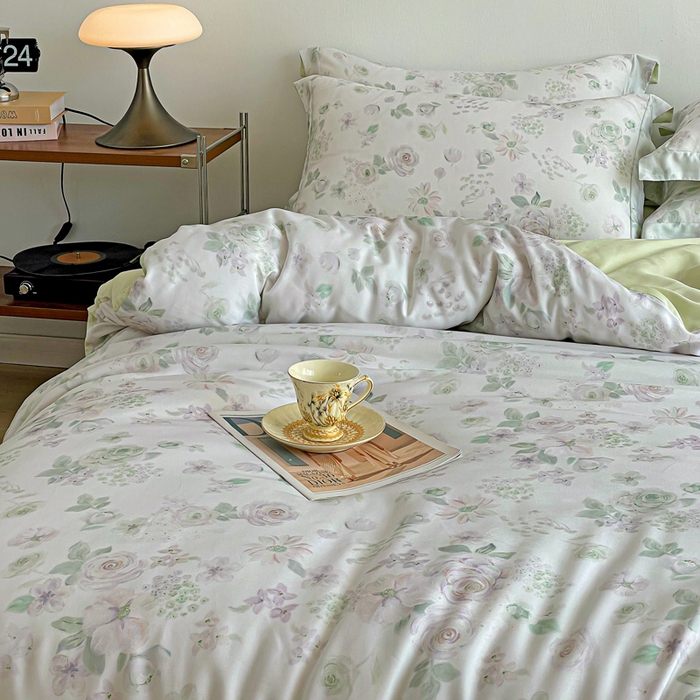 91家纺网 家纺一手货源 找家纺 棉生活家纺 2025新款天丝莱赛尔印花四件套 念池花