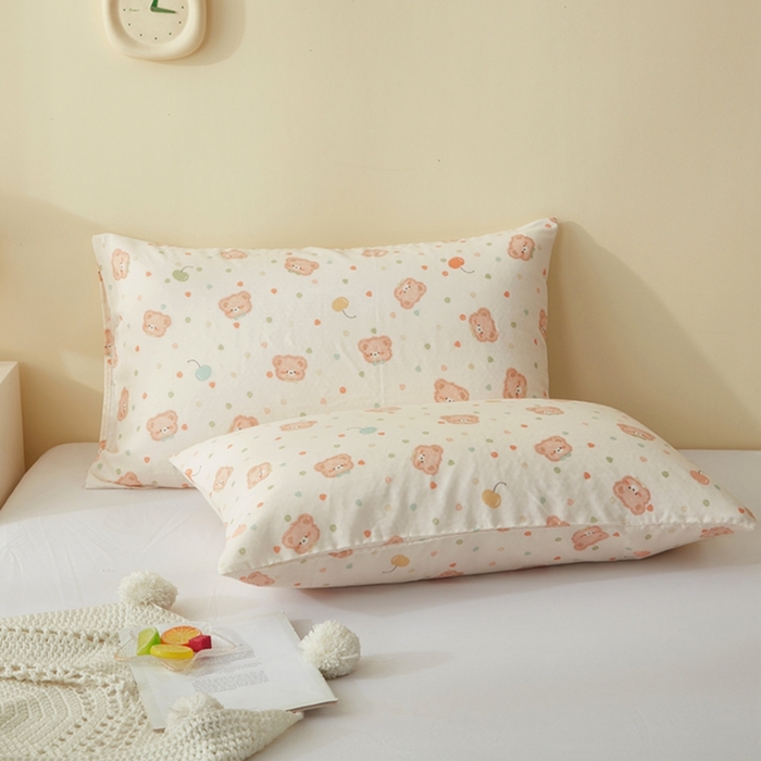 91家纺网 家纺一手货源 找家纺 2025款A类母婴级全棉双层纱枕套_4032 仔仔熊