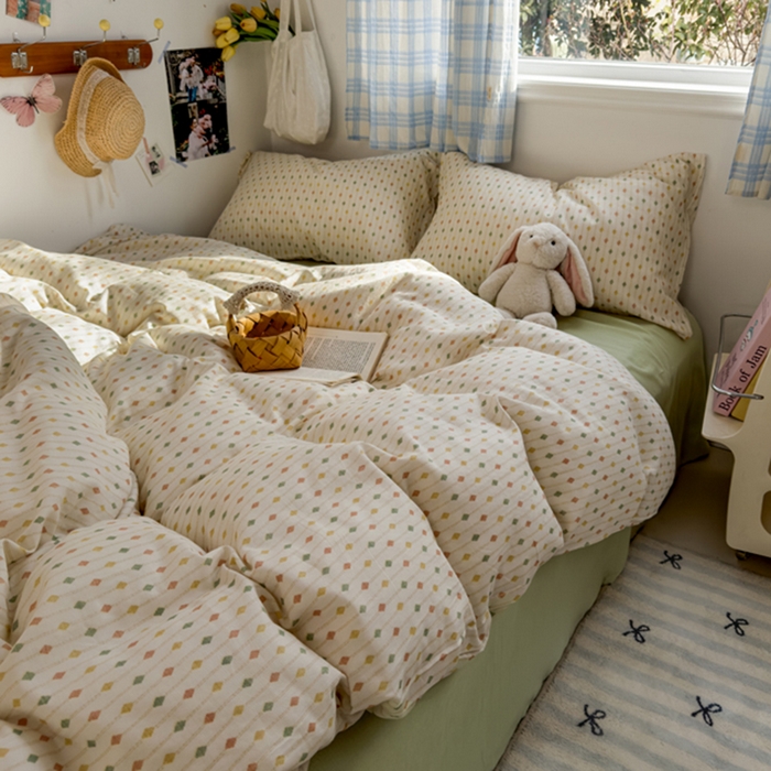 91家纺网 家纺一手货源 找家纺 塔塔家居  2025新款全棉纯棉双层纱被套单品单被套被套单件 简约格