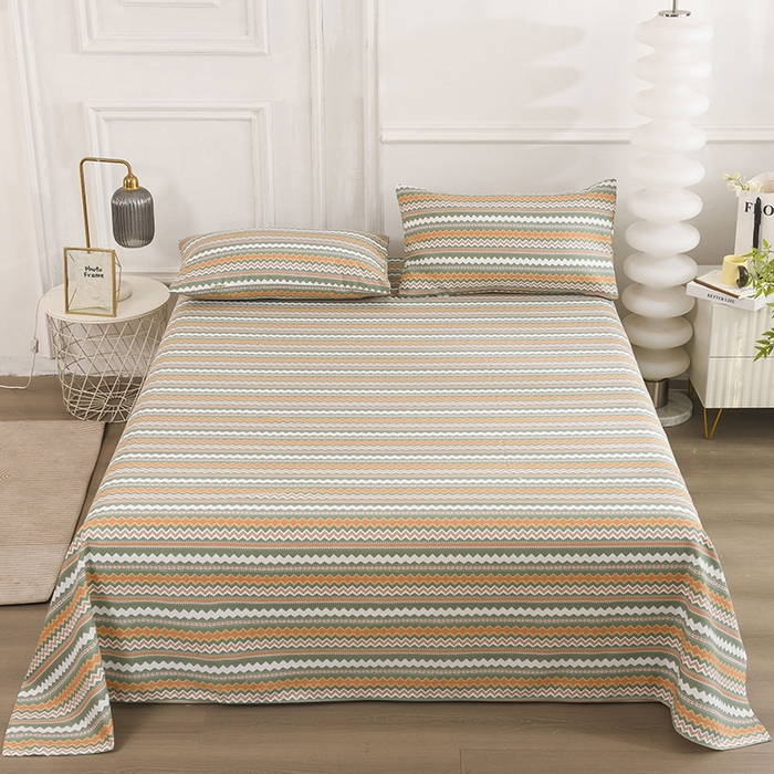 91家纺网 家纺一手货源 找家纺 红日子纺织品 2025新款艾草老粗布床单印花凉席三件套 简爱