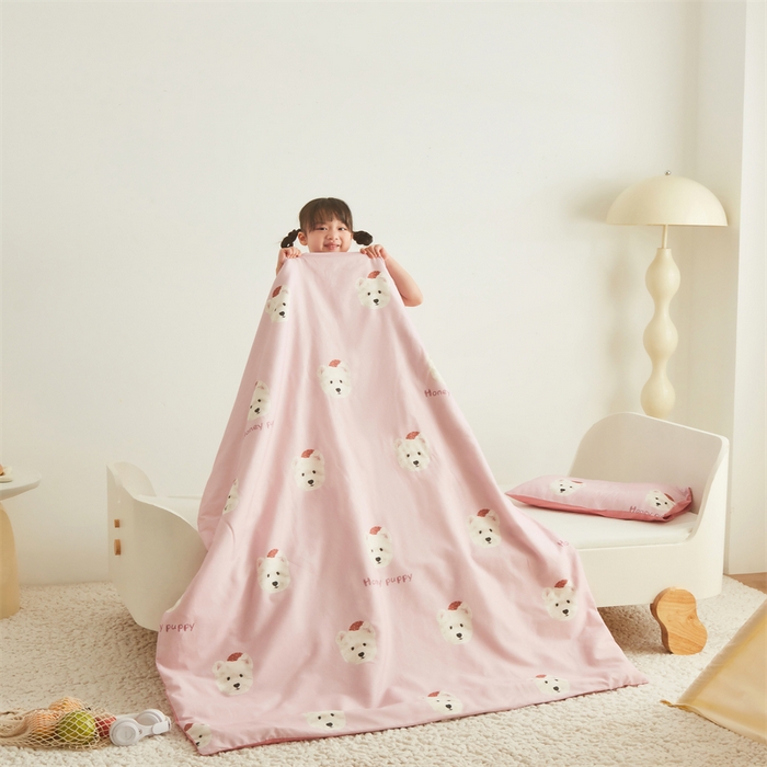 91家纺网 家纺一手货源 找家纺 艾佳宝贝 2025A类儿童全棉多功能单被套可拆式夏被四季被子 乖萌小狗