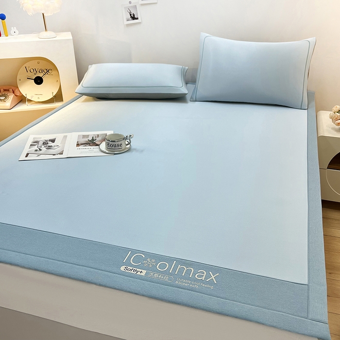 91家纺网 家纺一手货源 找家纺 全季家居 2025新款5A抗菌ICE系列凉感冰丝席 天蓝 床席款