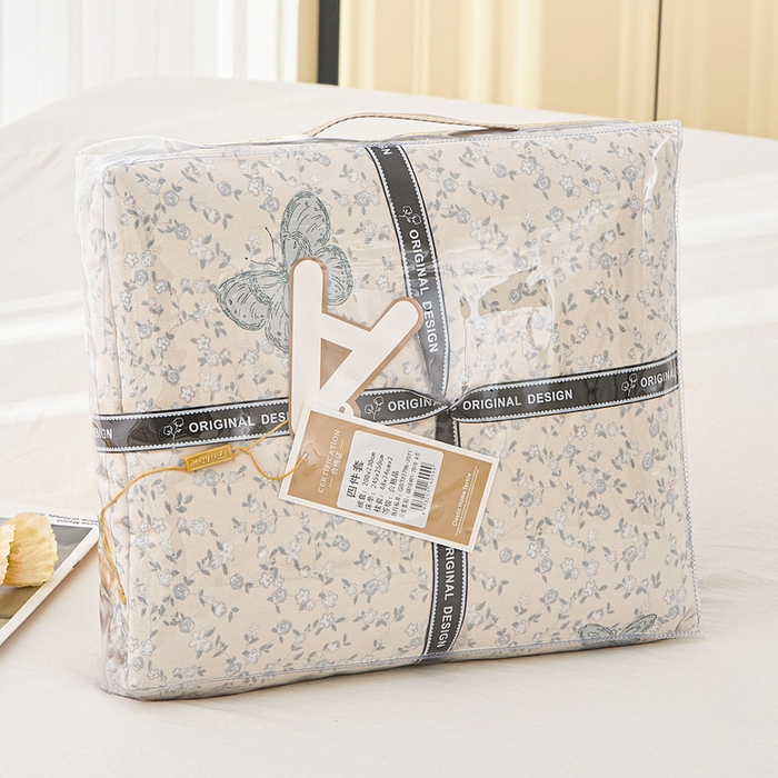 91家纺网 家纺一手货源 找家纺 蕾诺家纺 2025新款直播新款A类有氧提花云纱棉圆角吊边工艺四件套学生三件套 翩翩起舞