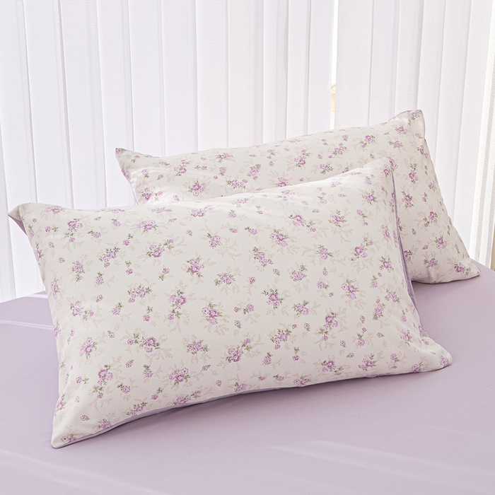 91家纺网 家纺一手货源 找家纺 蕾诺家纺 2025新款直播新款A类有氧提花云纱棉圆角吊边工艺四件套学生三件套 紫晏