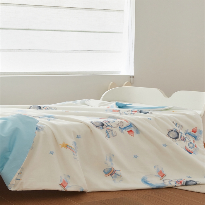 91家纺网 家纺一手货源 找家纺 艾佳宝贝 2025A类儿童全棉多功能单被套可拆式夏被四季被子 航天员