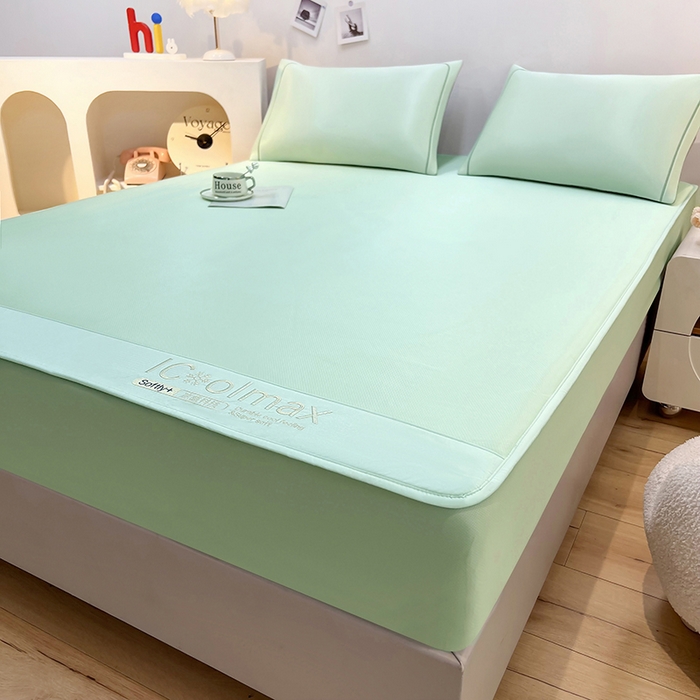 91家纺网 家纺一手货源 找家纺 全季家居 2025新款5A抗菌ICE系列凉感冰丝席 水绿 床笠款