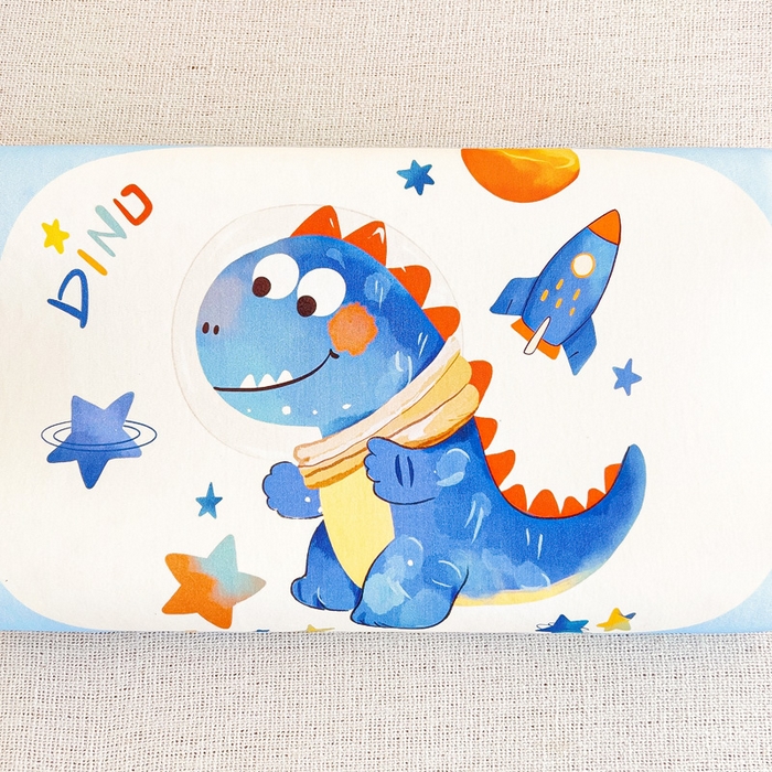 91家纺网 家纺一手货源 找家纺 梵赫 2025新款全棉A类儿童针织棉记忆枕（可拆卸） 太空恐龙 30*50  含芯