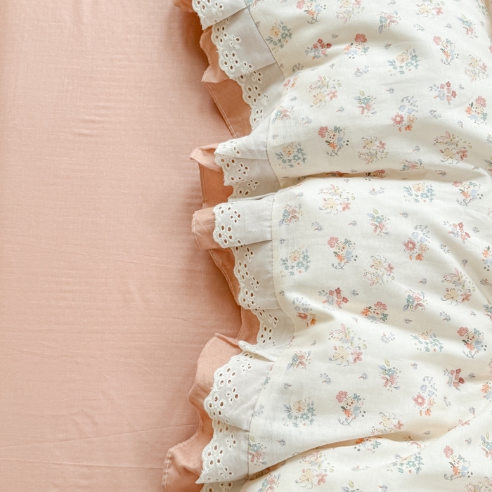 91家纺网 家纺一手货源 找家纺 晨晨家纺2025新款全棉双层花边双层纱四件套 七里香