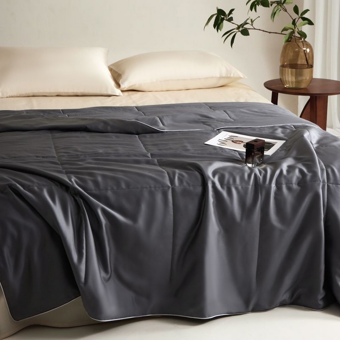 91家纺网 家纺一手货源 找家纺 朵美 2025新款60支天丝纯色夏被被子被芯 锡灰