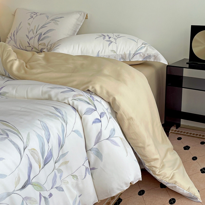 91家纺网 家纺一手货源 找家纺 棉生活家纺 2025新款天丝莱赛尔印花四件套 春晓雨梦