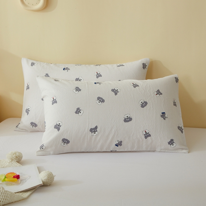 91家纺网 家纺一手货源 找家纺 2025款A类母婴级全棉双层纱枕套_4032 哈皮狗狗