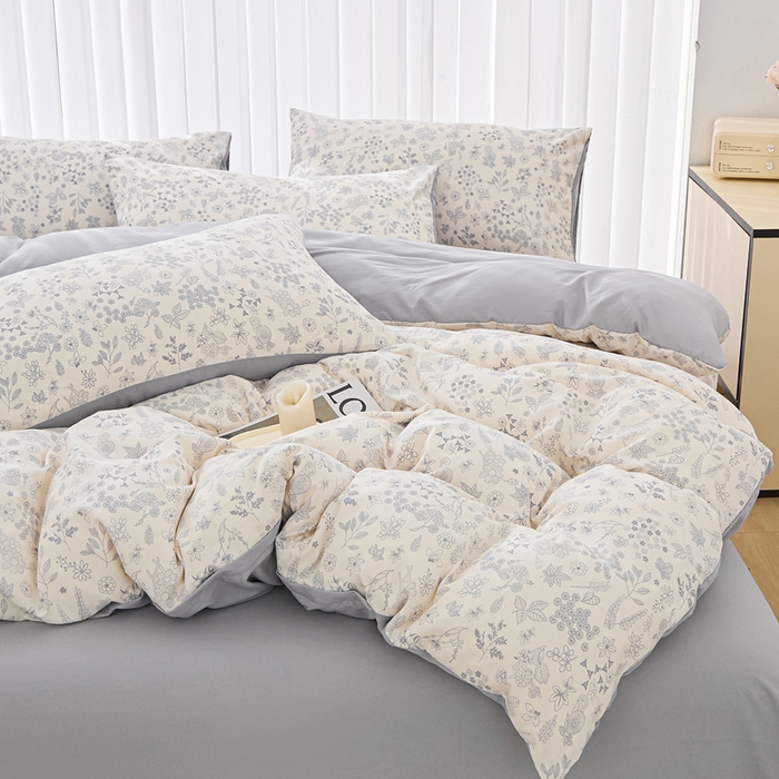 91家纺网 家纺一手货源 找家纺 蕾诺家纺 2025新款直播新款A类有氧提花云纱棉圆角吊边工艺四件套学生三件套 墨染芳华