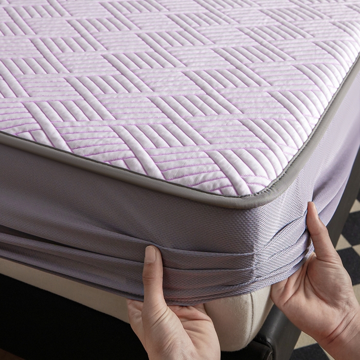 91家纺网 家纺一手货源 找家纺 2025新款韩国外贸爆款加厚PE中分子凉感豆豆软席 时空紫-床笠款