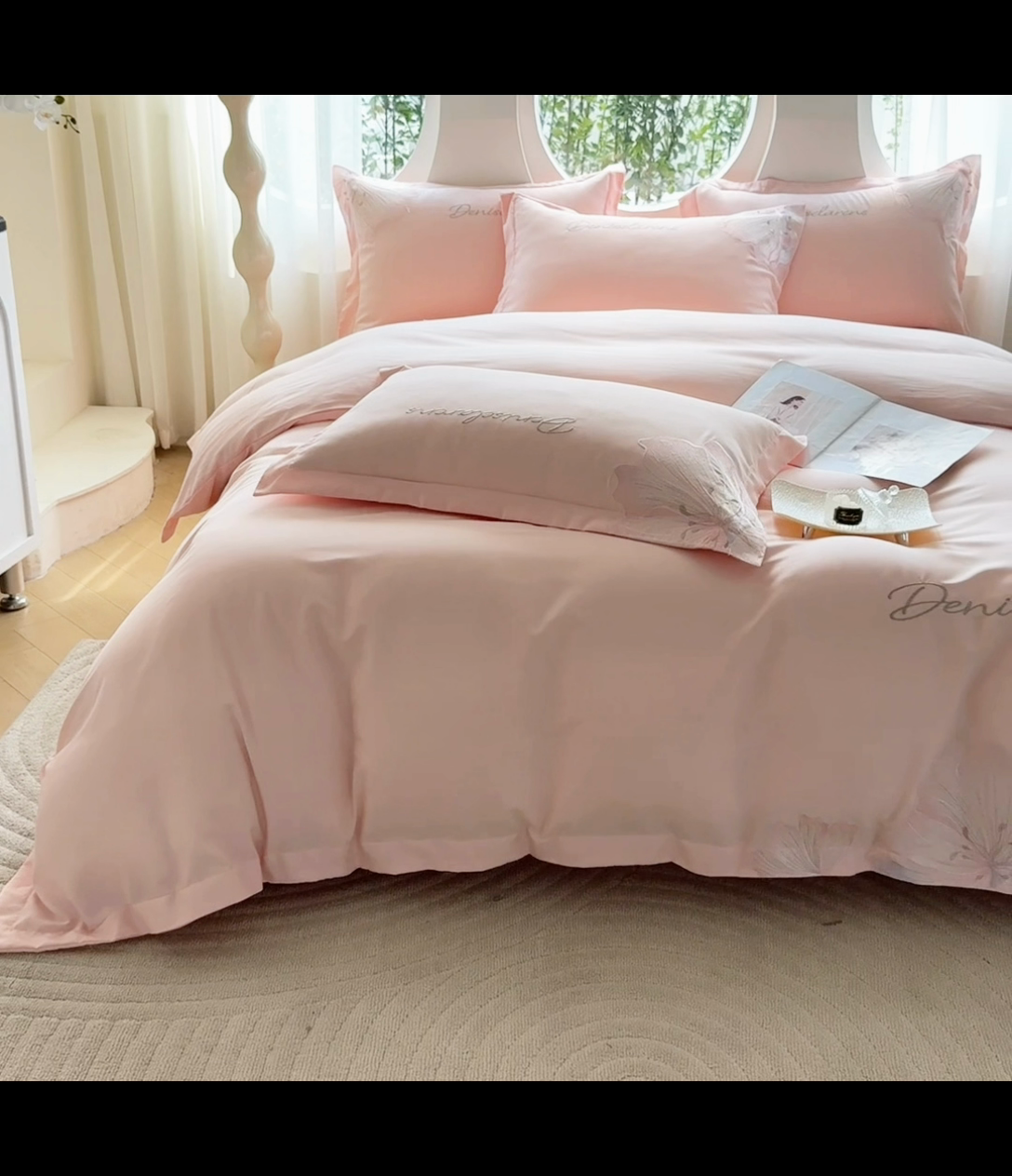 91家纺网 家纺一手货源 找家纺 花愿（原花纪） 2025新款加密水洗棉绣花四件套-花语 天空蓝