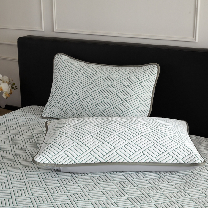 91家纺网 家纺一手货源 找家纺 2025新款韩国外贸爆款加厚PE中分子凉感豆豆软席 时空绿-床笠款