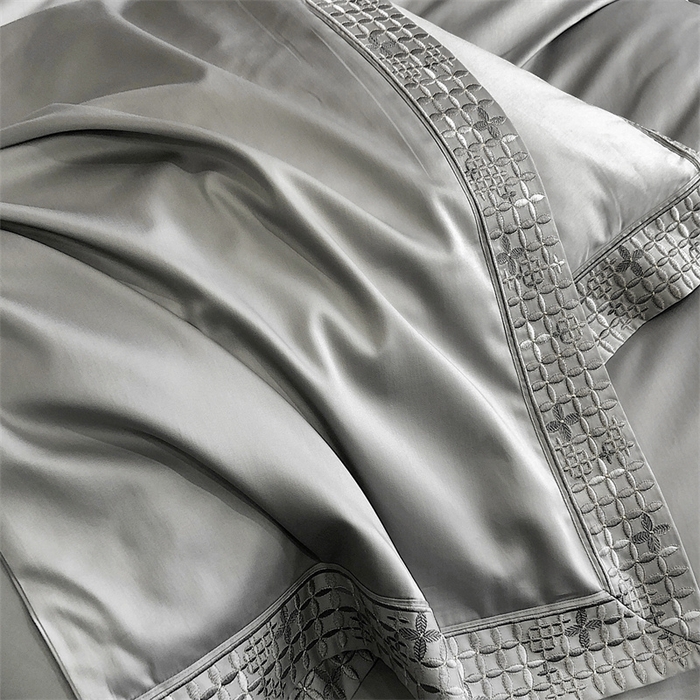 91家纺网 家纺一手货源 找家纺 保罗圣迪奥 2025新款简约款全棉长绒棉四件套—星阑 星阑-绅士灰