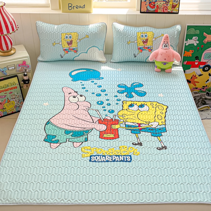 91家纺网 家纺一手货源 找家纺 （总）金爱家 2025新款海绵宝宝乳胶凉席床席款凉席席子