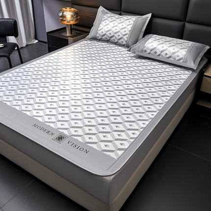 全季家居 2025新款5A抗菌3D立体冰柔凉感冰丝席 格调-银灰 床笠款