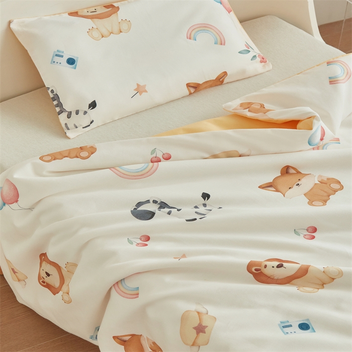 91家纺网 家纺一手货源 找家纺 艾佳宝贝 2025A类儿童全棉多功能单被套可拆式夏被四季被子 萌趣动物园