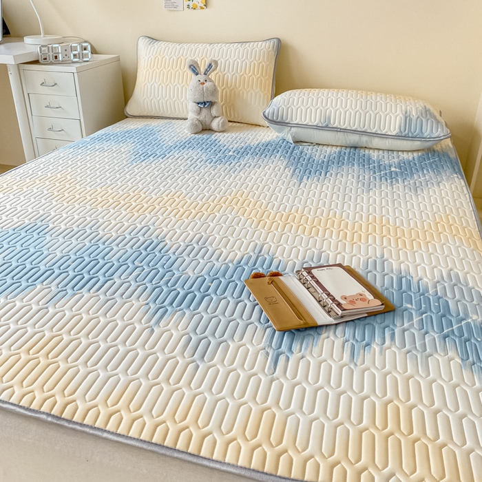 91家纺网 家纺一手货源 找家纺 （总）欧邦 2025新款乳胶凉席三件套可配同款凉感丝夏被四件套