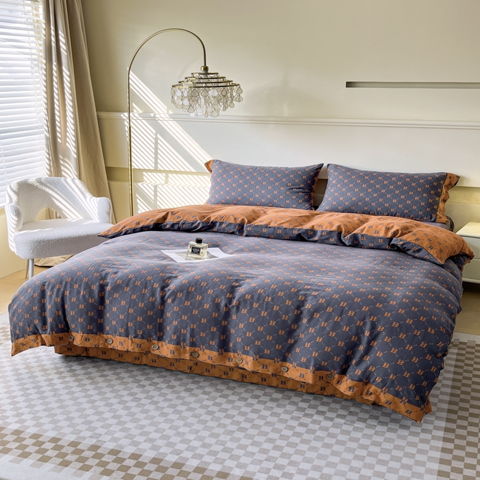 91家纺网 家纺一手货源 找家纺 （总）鲁爱 2025新款全棉色织双层纱纽扣款四件套