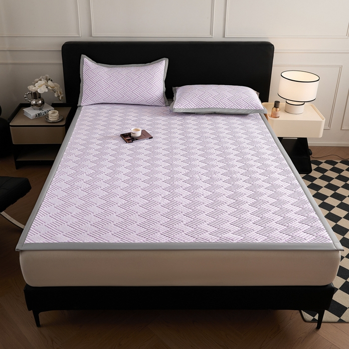 91家纺网 家纺一手货源 找家纺 2025新款韩国外贸爆款加厚PE中分子凉感豆豆软席 时空紫-床席款